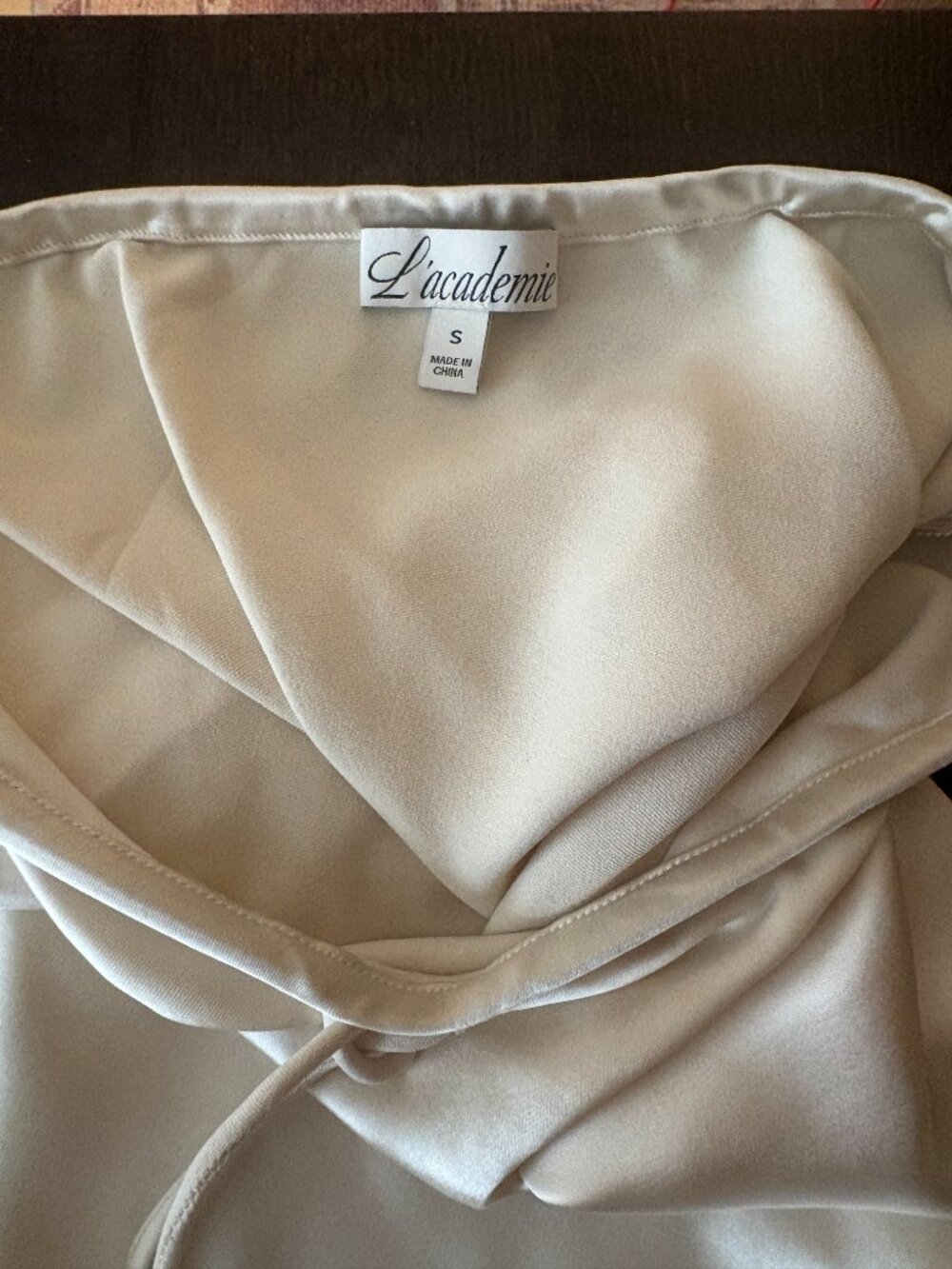 L'Academie Etienne Satin Midi Skirt | Ivory | Drawstring Waist | Sz S - Picture 4 of 5